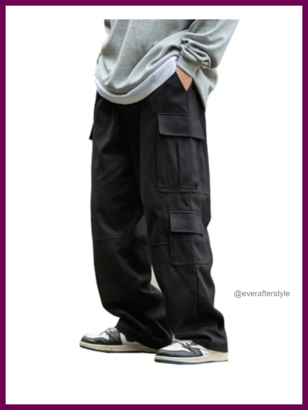 Men's Baggy Cargo Pants Casual Drawstring Waist Loose Fit Streetwear Trousers